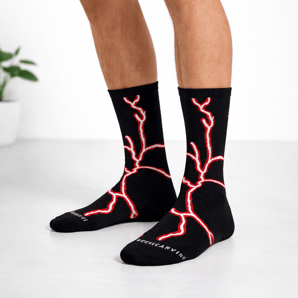 Lightning 2.0 Bolt Socks - Black Red