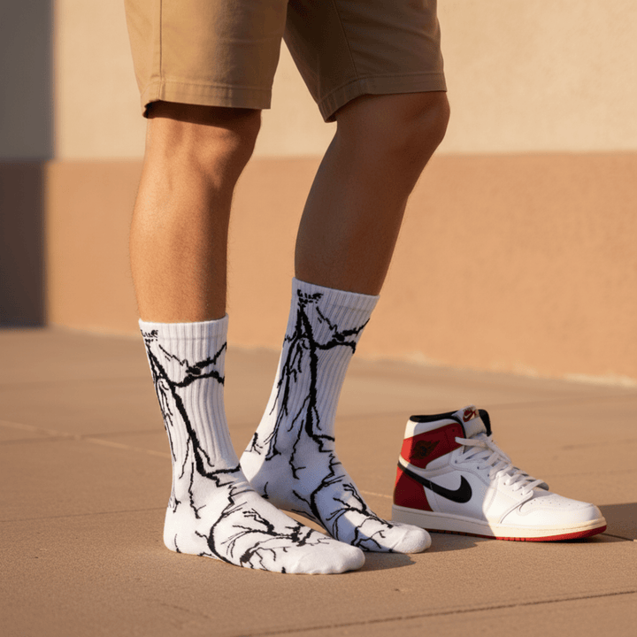 SOCKIVA Lightning Socks- White - Black Light - image 3