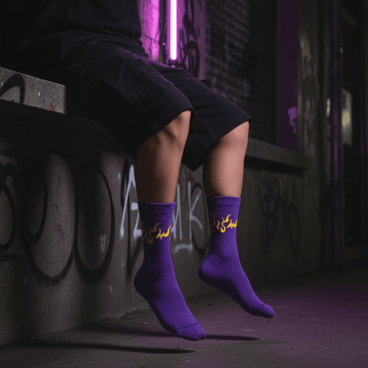 SOCKIVA Purple/Yellow Flame- Fire 2.0 Socks - image 4