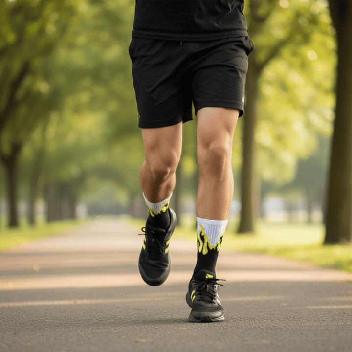 SOCKIVA Fire Socks - Black/White - Yellow Flames - image 3