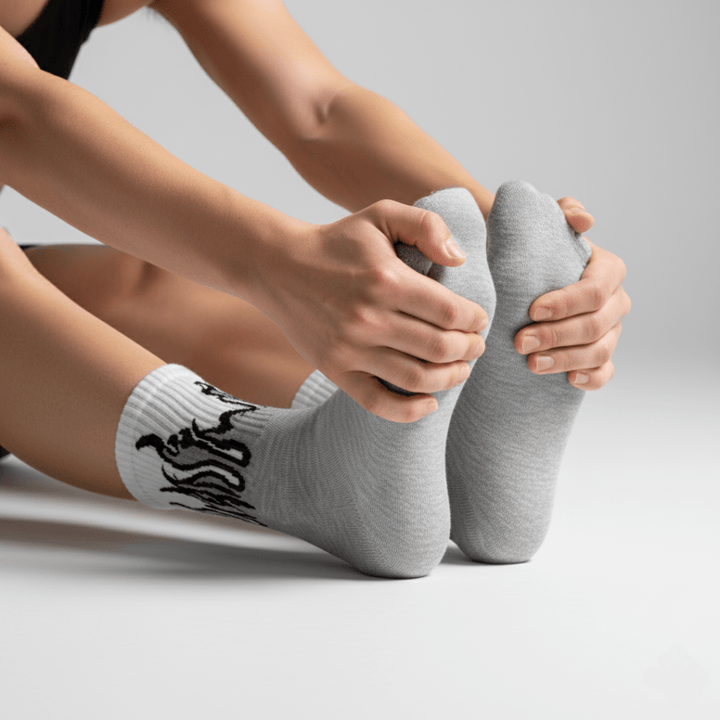 SOCKIVA Fire Socks - Grey/White - Black Flames - image 3
