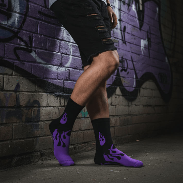 SOCKIVA Flame Runner Socks - Black/Purple - image 4