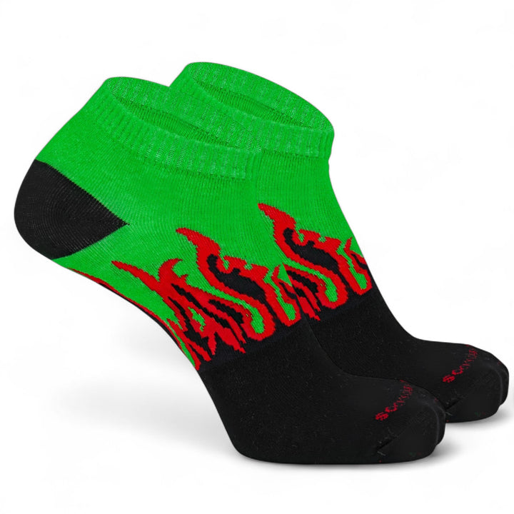 SOCKIVA Fire No-Show - Black/Green - Red Flames - image 2
