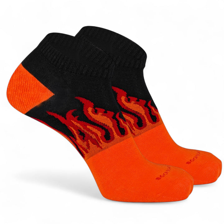 SOCKIVA Fire No-Show - Orange/Black - Red Flames - image 2