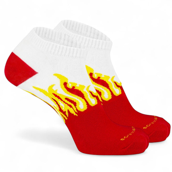 SOCKIVA Fire No-Show - Red/White- Yellow Flames - image 2