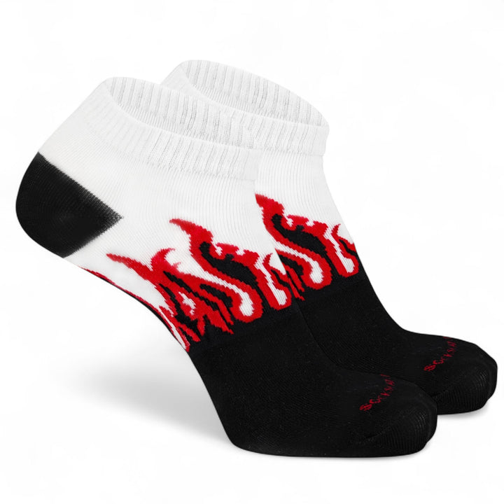 SOCKIVA Fire No-Show - Black/White - Red Flames - image 2