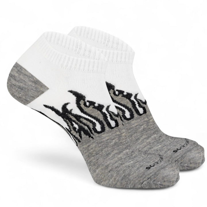 SOCKIVA Fire No-Show - Grey/White - Black Flames - image 2