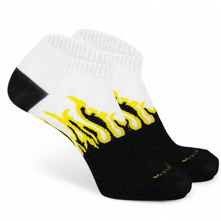 SOCKIVA Fire No-Show - Black/White - Yellow Flames - image 2