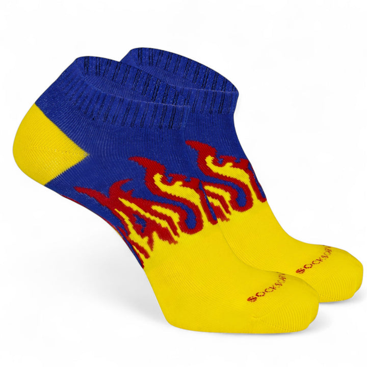 SOCKIVA Fire No-Show - Yellow/Blue- Red Flames - image 2