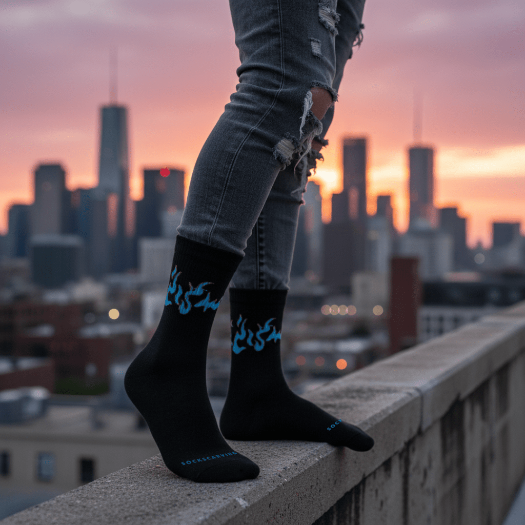 SOCKIVA Black/Blue Flame- Fire 2.0 Socks - image 4