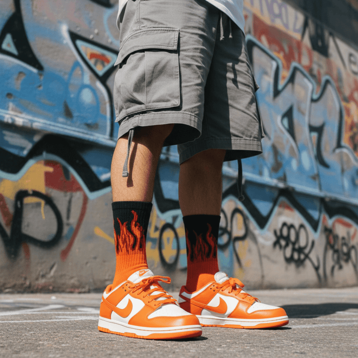 SOCKIVA Fire Socks - Orange/Black - Red Flames - image 4