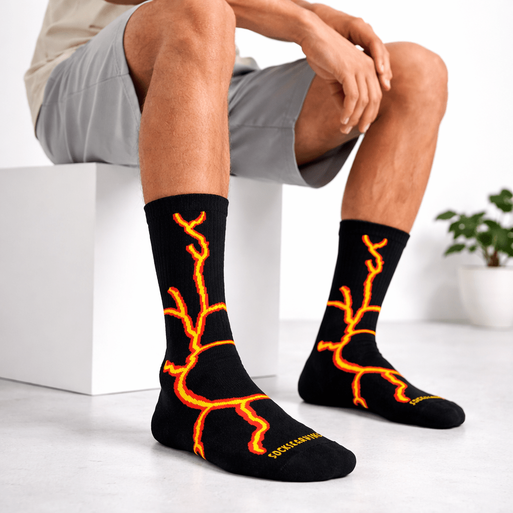 SOCKIVA Lightning 2.0 Bolt Socks - Black Orange - image 1