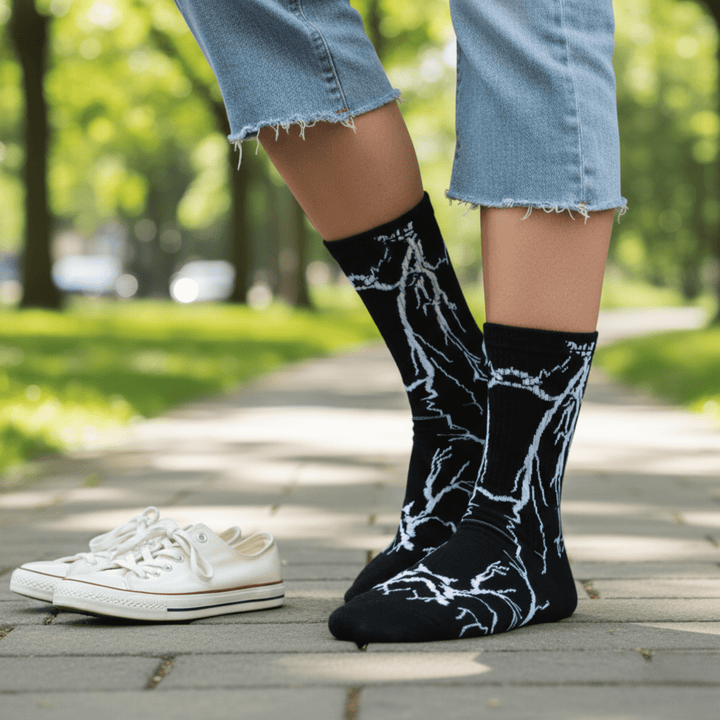SOCKIVA Lightning Socks- Black - White Light - image 6