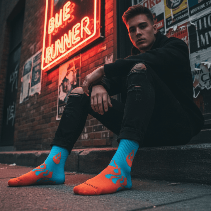 SOCKIVA Flame Runner Socks - Blue/Orange - image 3