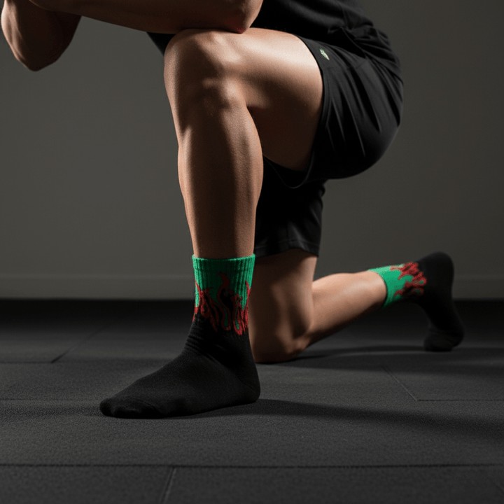 SOCKIVA Fire Socks - Black/Green - Red Flames - image 4