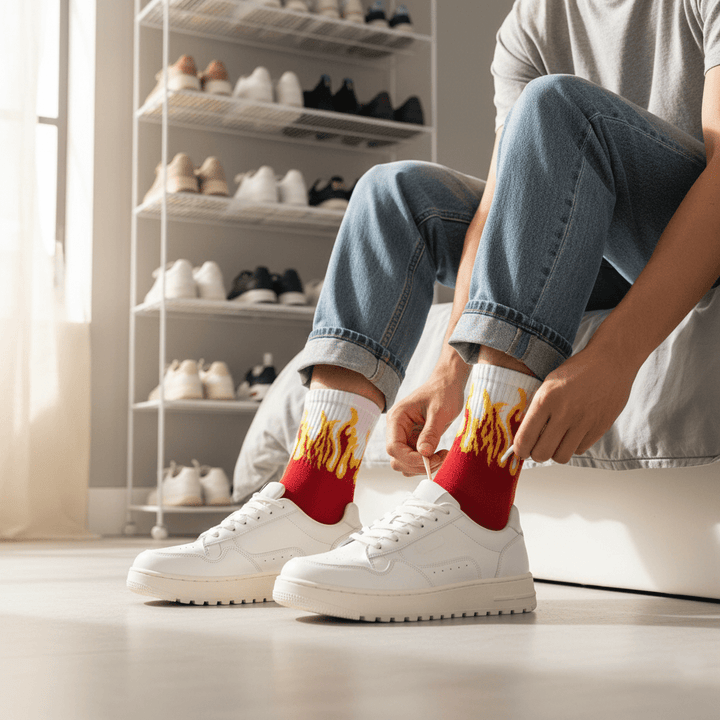 SOCKIVA Fire Socks - Red/White- Yellow Flames - image 3