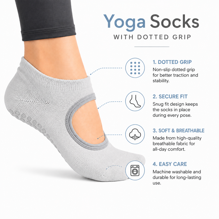 SOCKIVA Women'S Yoga/Pilates Studio Socks- Grey - image 4