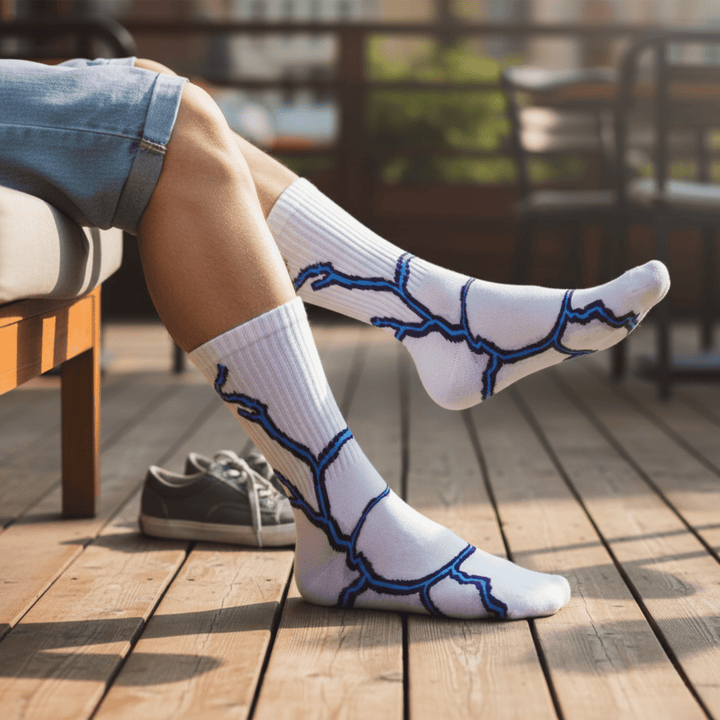 SOCKIVA Lightning Socks- White - Purple Light - image 5