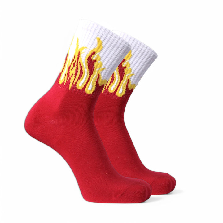 SOCKIVA Fire Socks - Red/White- Yellow Flames - image 2