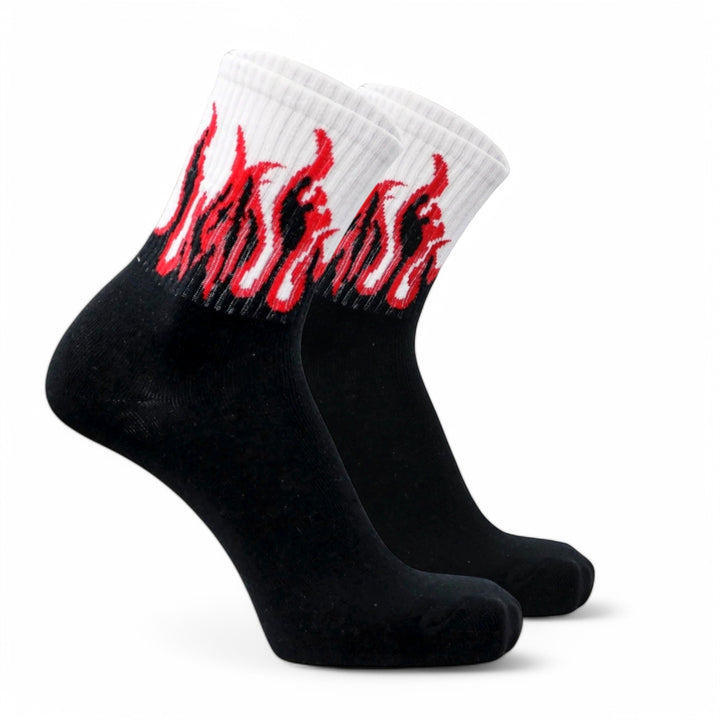 SOCKIVA Fire Socks - Black/White - Red Flames - image 2
