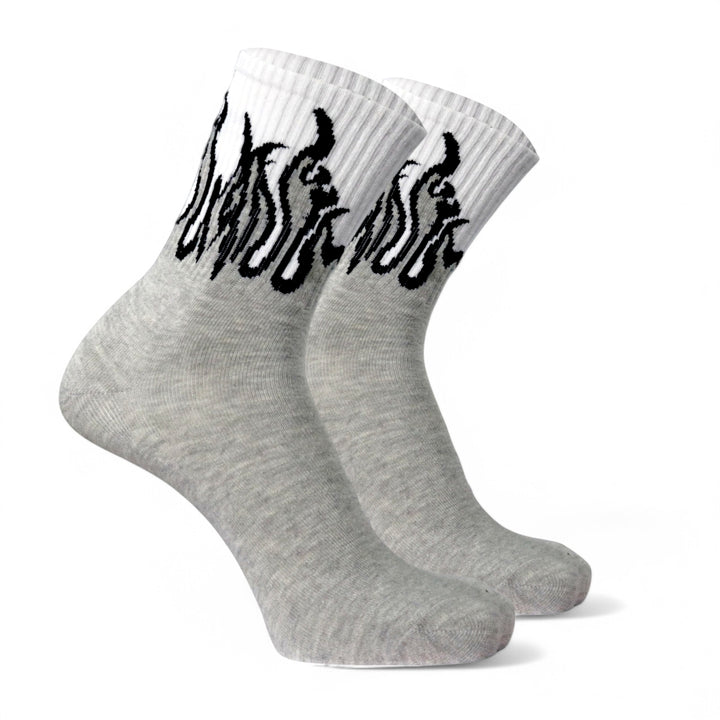SOCKIVA Fire Socks - Grey/White - Black Flames - image 2