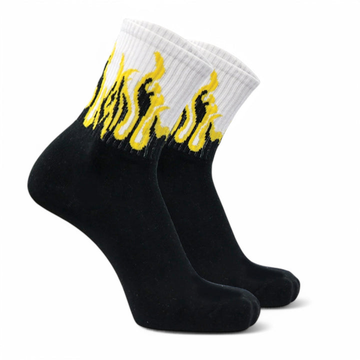 SOCKIVA Fire Socks - Black/White - Yellow Flames - image 2