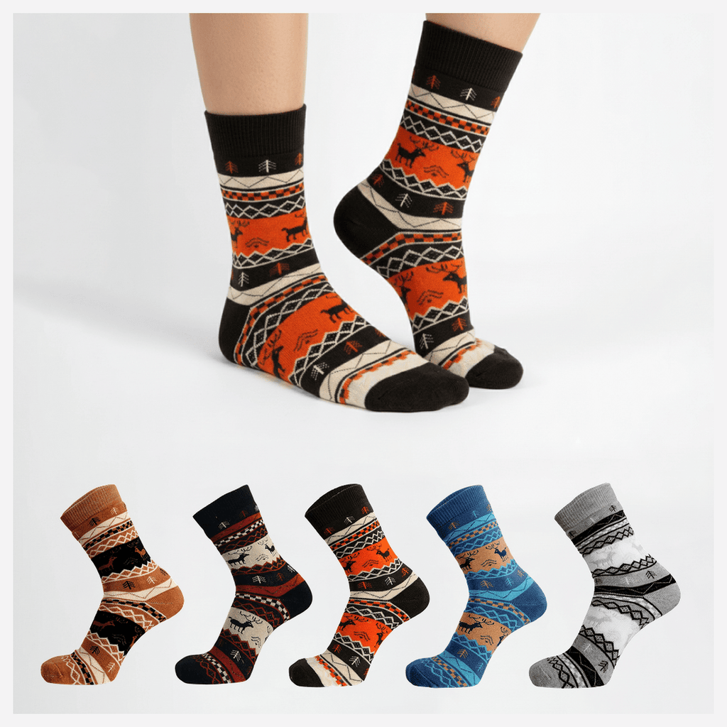 SOCKIVA Sockiva® Reindeer Cozy Wool Full-Length Winter Edition (Pack Of 5) - image 1