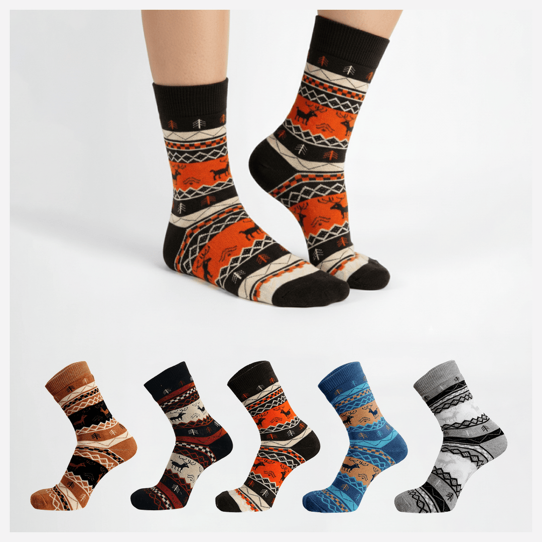 SOCKIVA Sockiva® Reindeer Cozy Wool Full-Length Winter Edition (Pack Of 5) - image 1