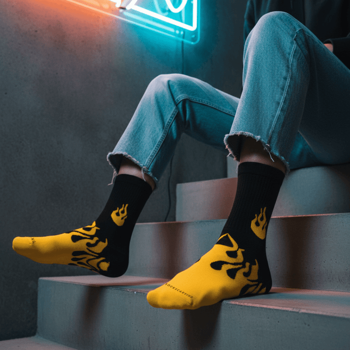SOCKIVA Flame Runner Socks - Black/Yellow - image 3