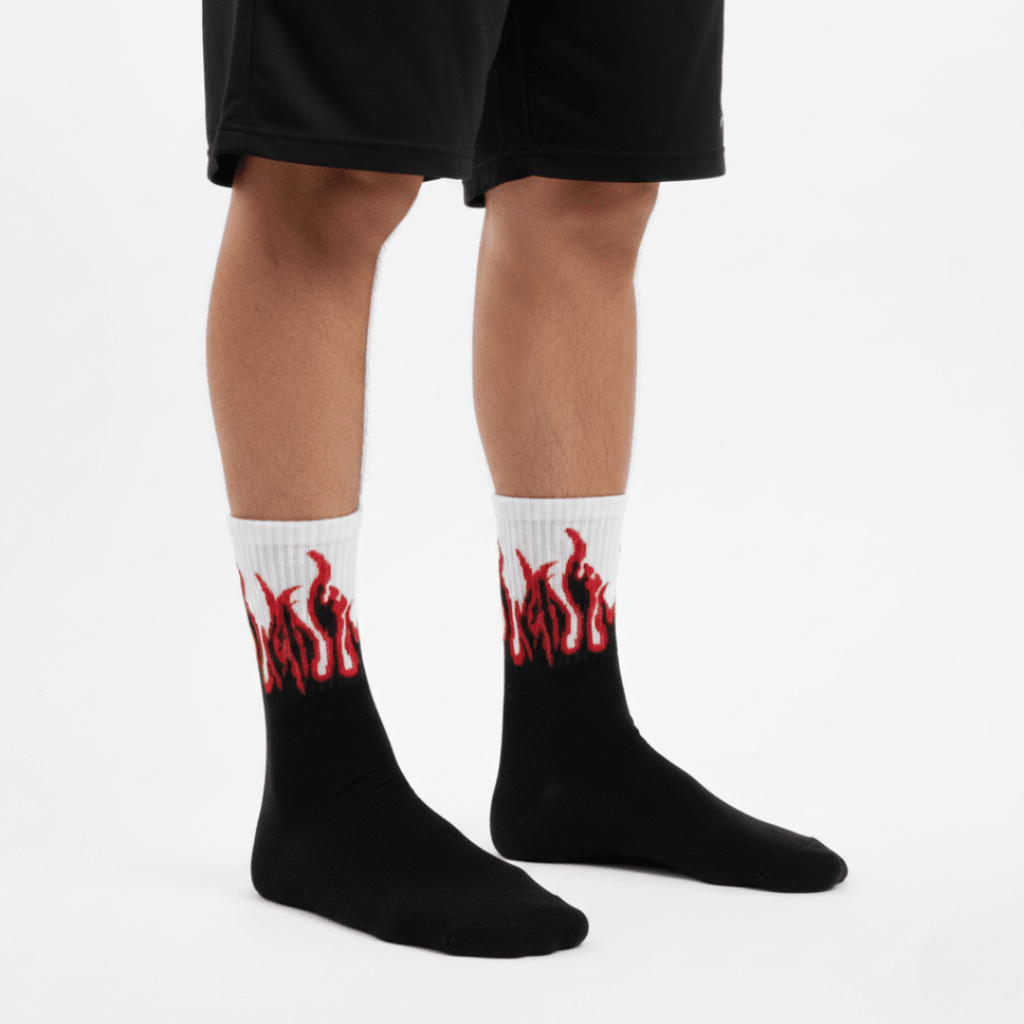 SOCKIVA Fire Socks - Black/White - Red Flames - image 1
