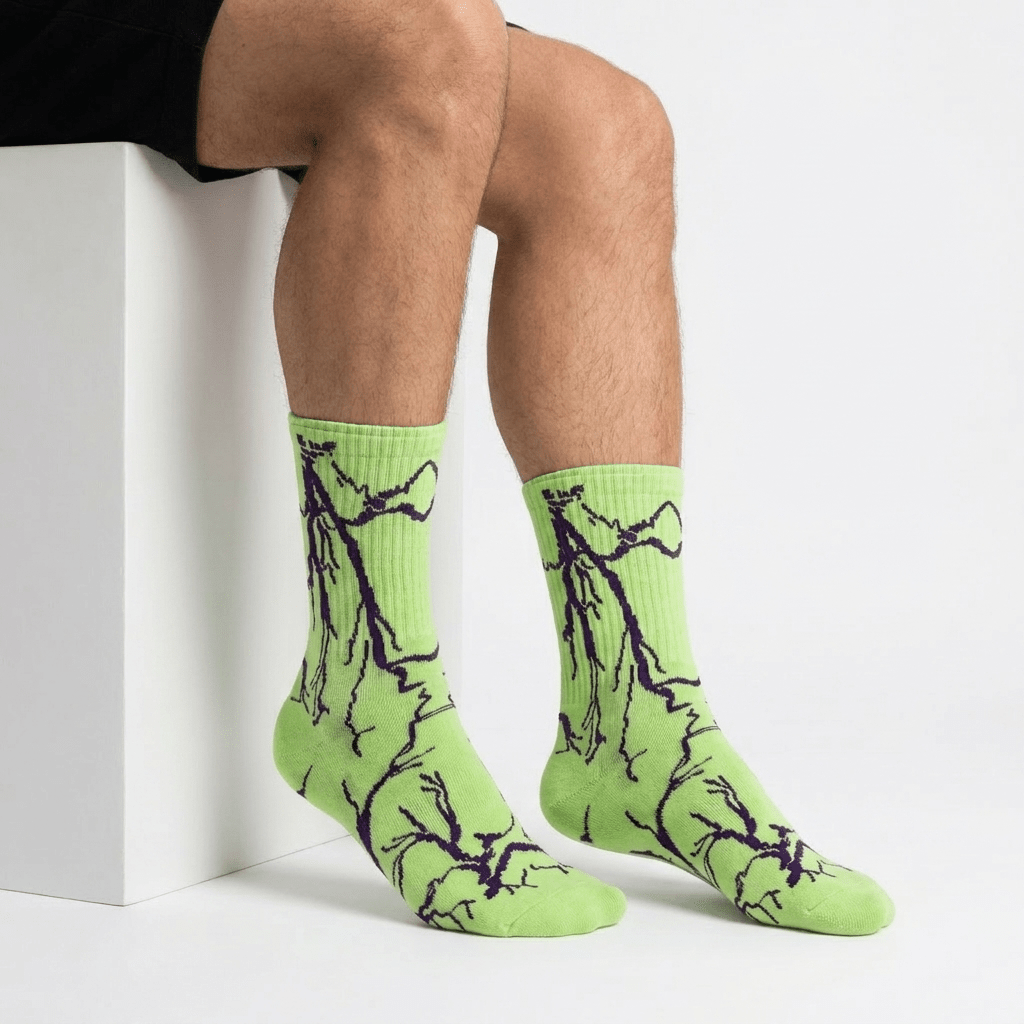 SOCKIVA Lightning Socks- Green - Purple Light - image 1