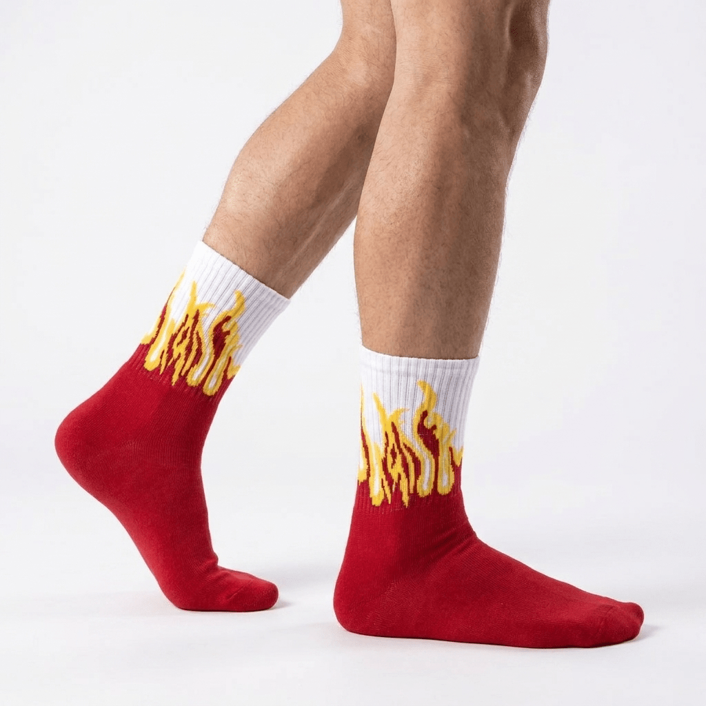 SOCKIVA Fire Socks - Red/White- Yellow Flames - image 1
