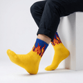 SOCKIVA Fire Socks - Yellow/Blue- Red Flames - image 1