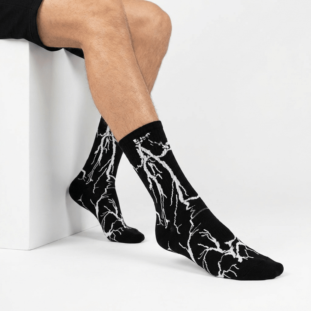 SOCKIVA Lightning Socks- Black - White Light - image 1