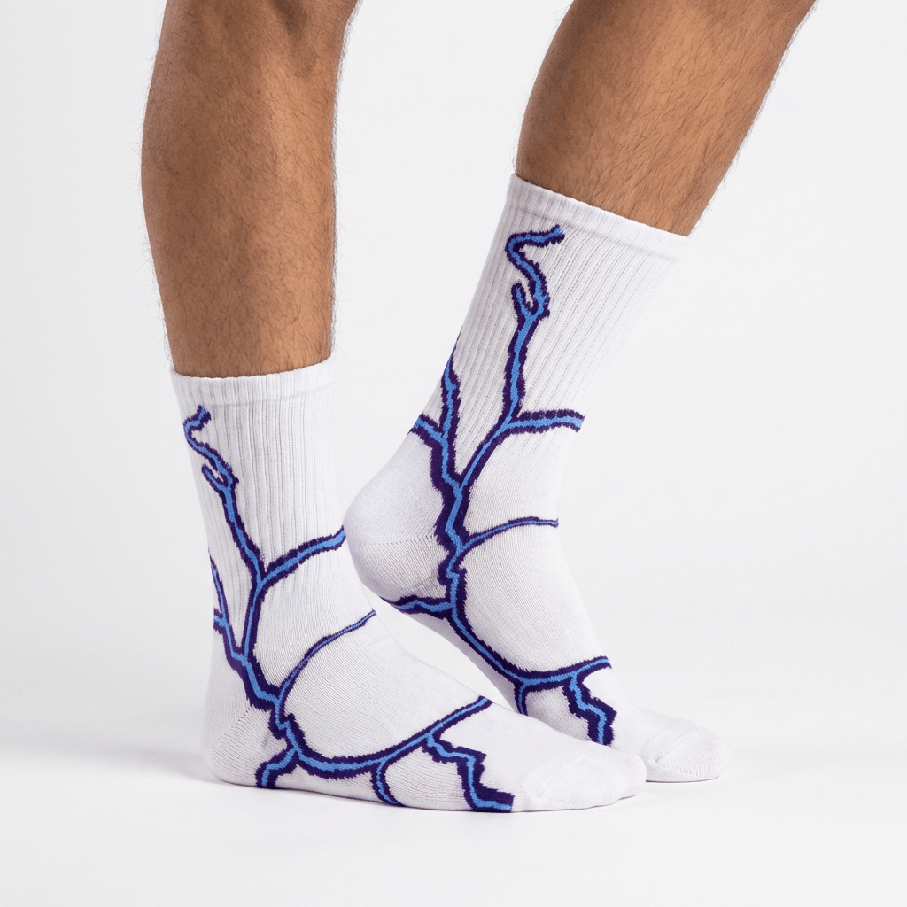 SOCKIVA Lightning Socks- White - Purple Light - image 1