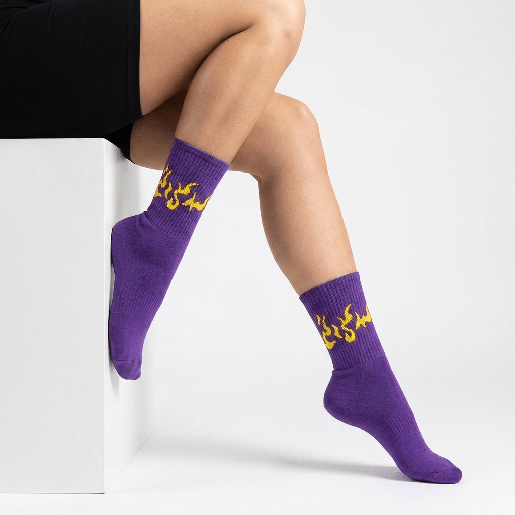 SOCKIVA Purple/Yellow Flame- Fire 2.0 Socks - image 1