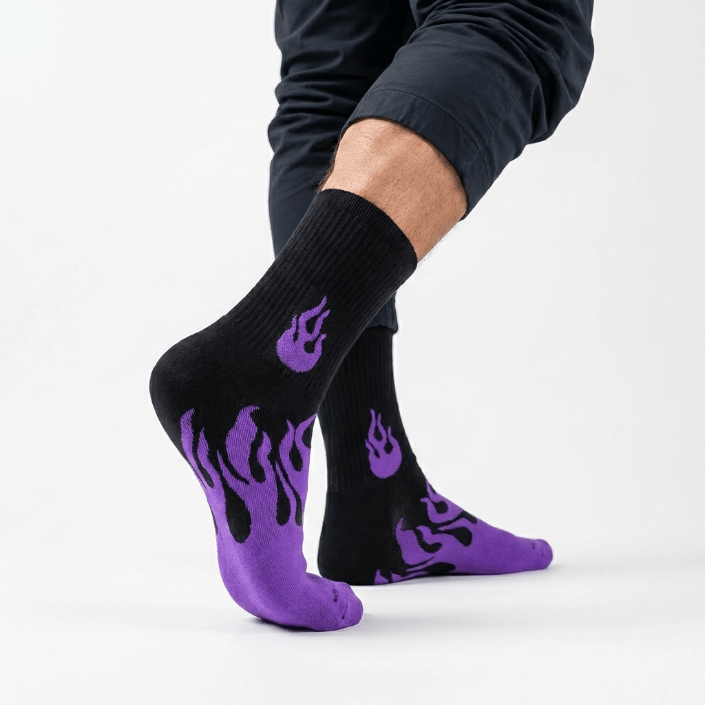 SOCKIVA Flame Runner Socks - Black/Purple - image 1