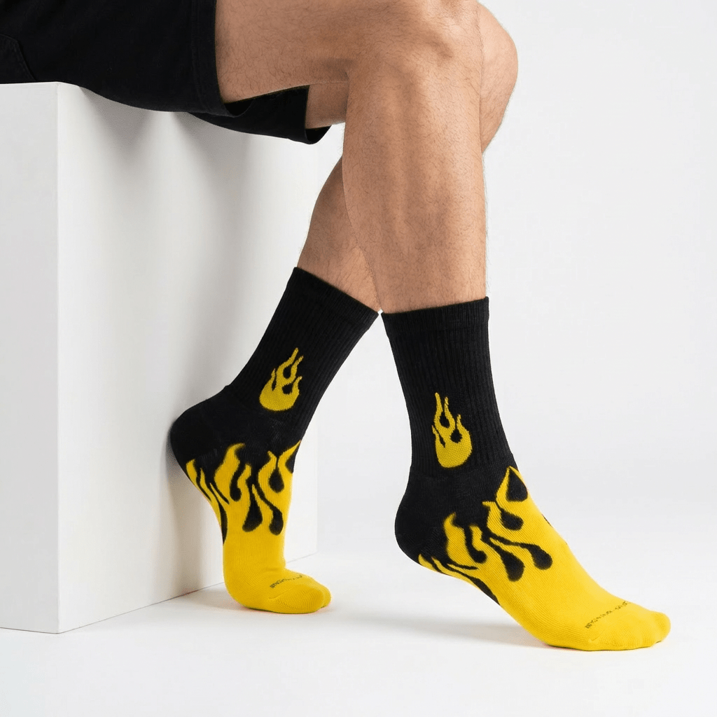 SOCKIVA Flame Runner Socks - Black/Yellow - image 1
