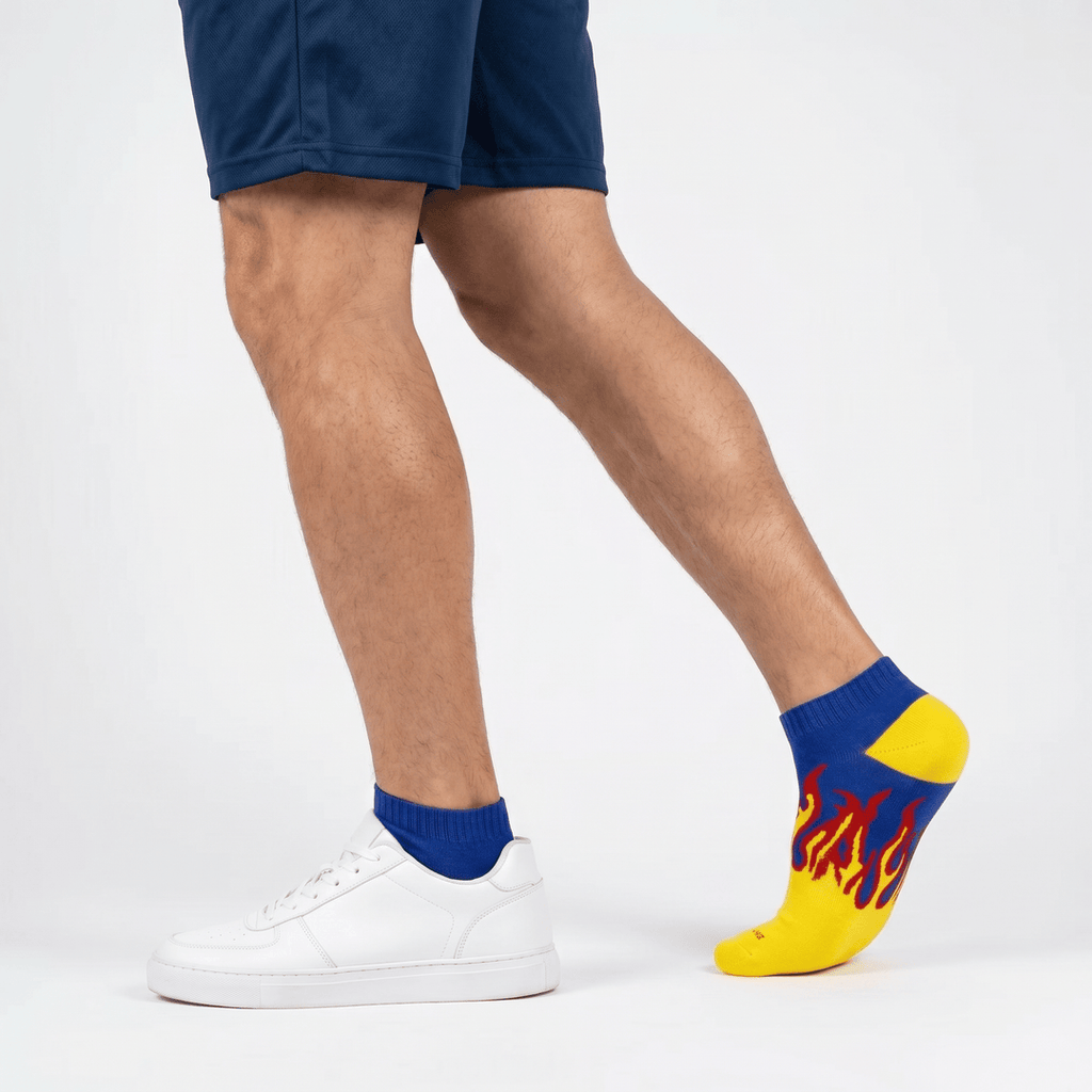 SOCKIVA Fire No-Show - Yellow/Blue- Red Flames - image 1
