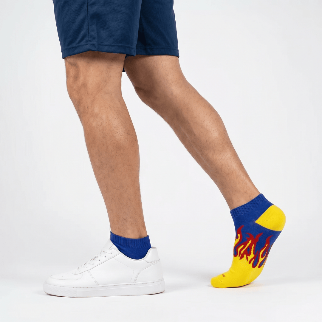 SOCKIVA Fire No-Show - Yellow/Blue- Red Flames - image 1