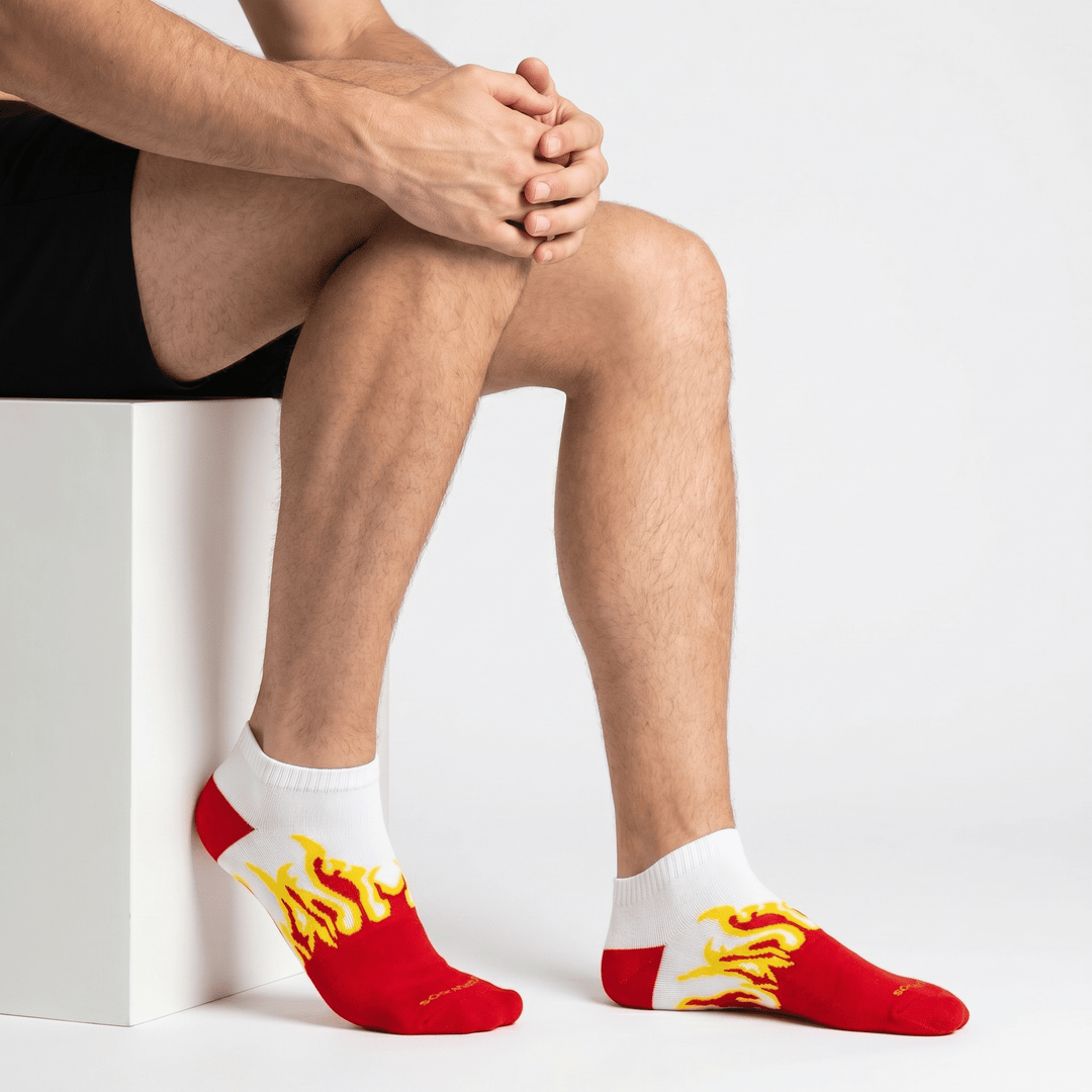 SOCKIVA Fire No-Show - Red/White- Yellow Flames - image 1