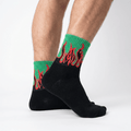 SOCKIVA Fire Socks - Black/Green - Red Flames - image 1